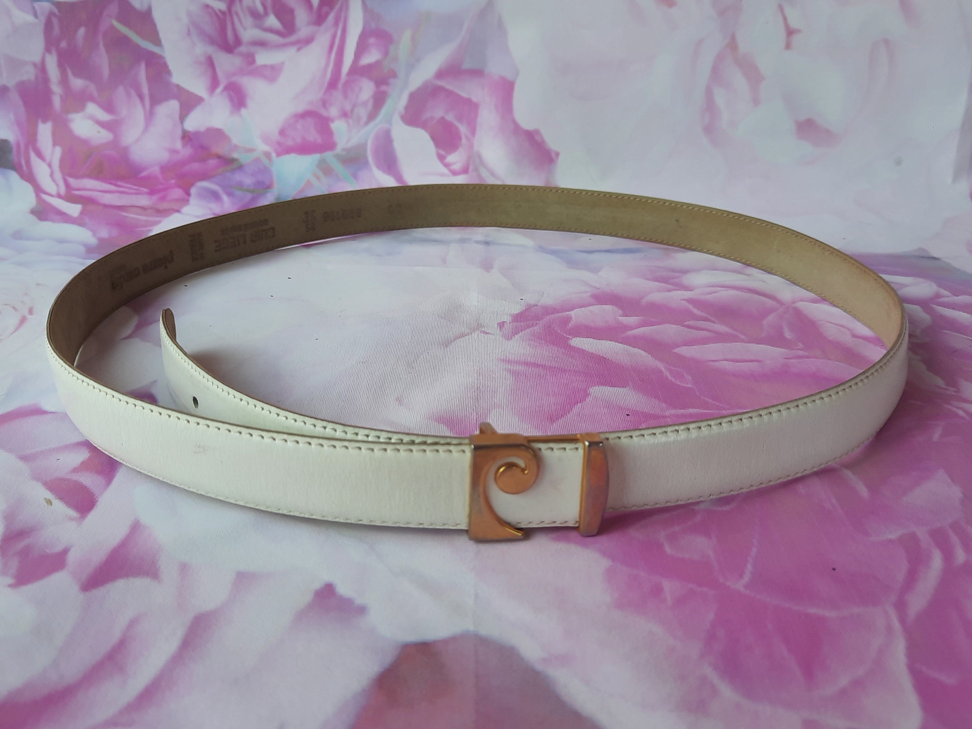 Ceinture Vintage En Cuir Pierre Cardin Marron - Taille 100 Cm, Très Bon état Général