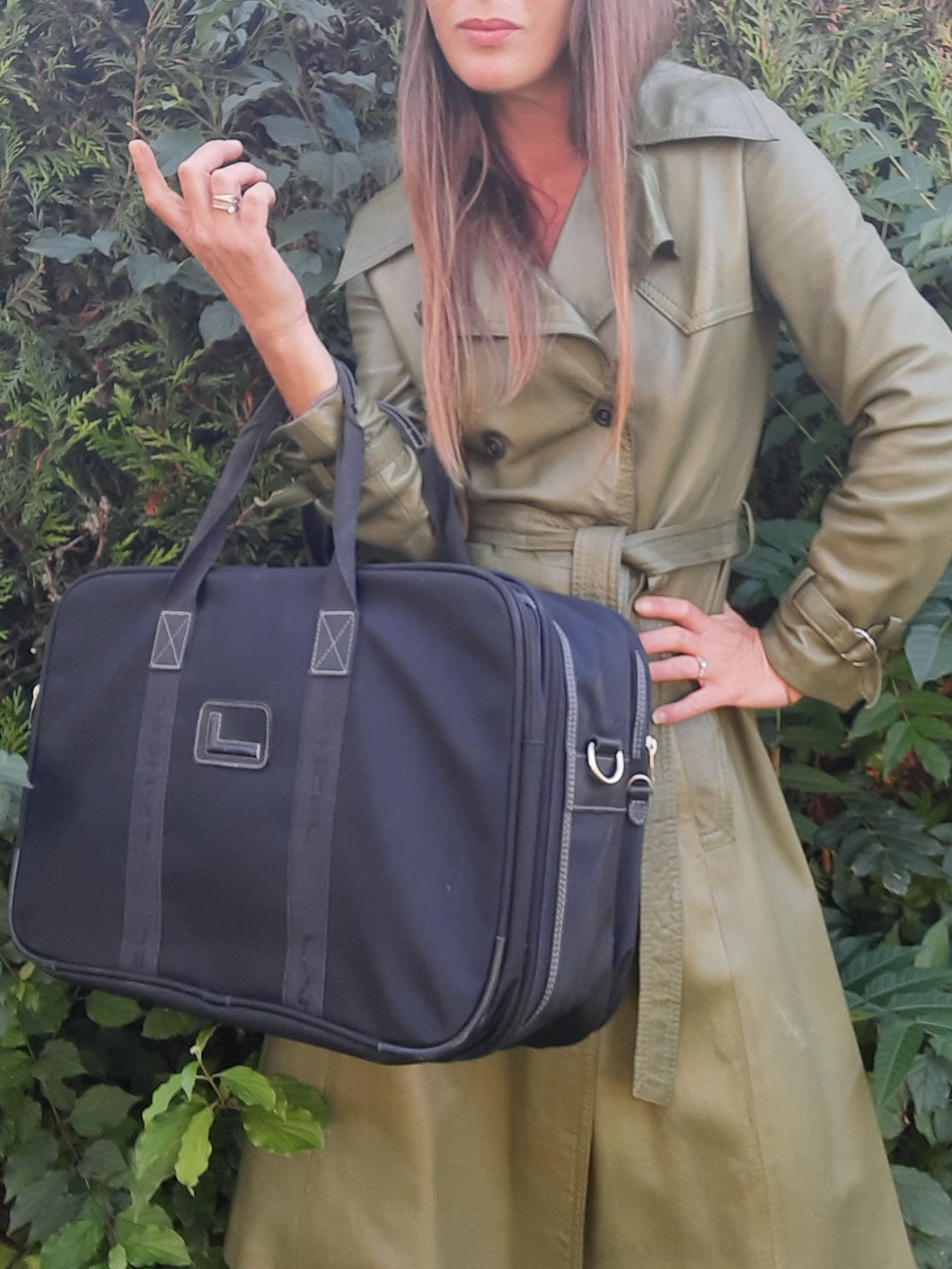 Sac de voyage Caroline - Valise week-end en toile noire. Lancel. Made in France