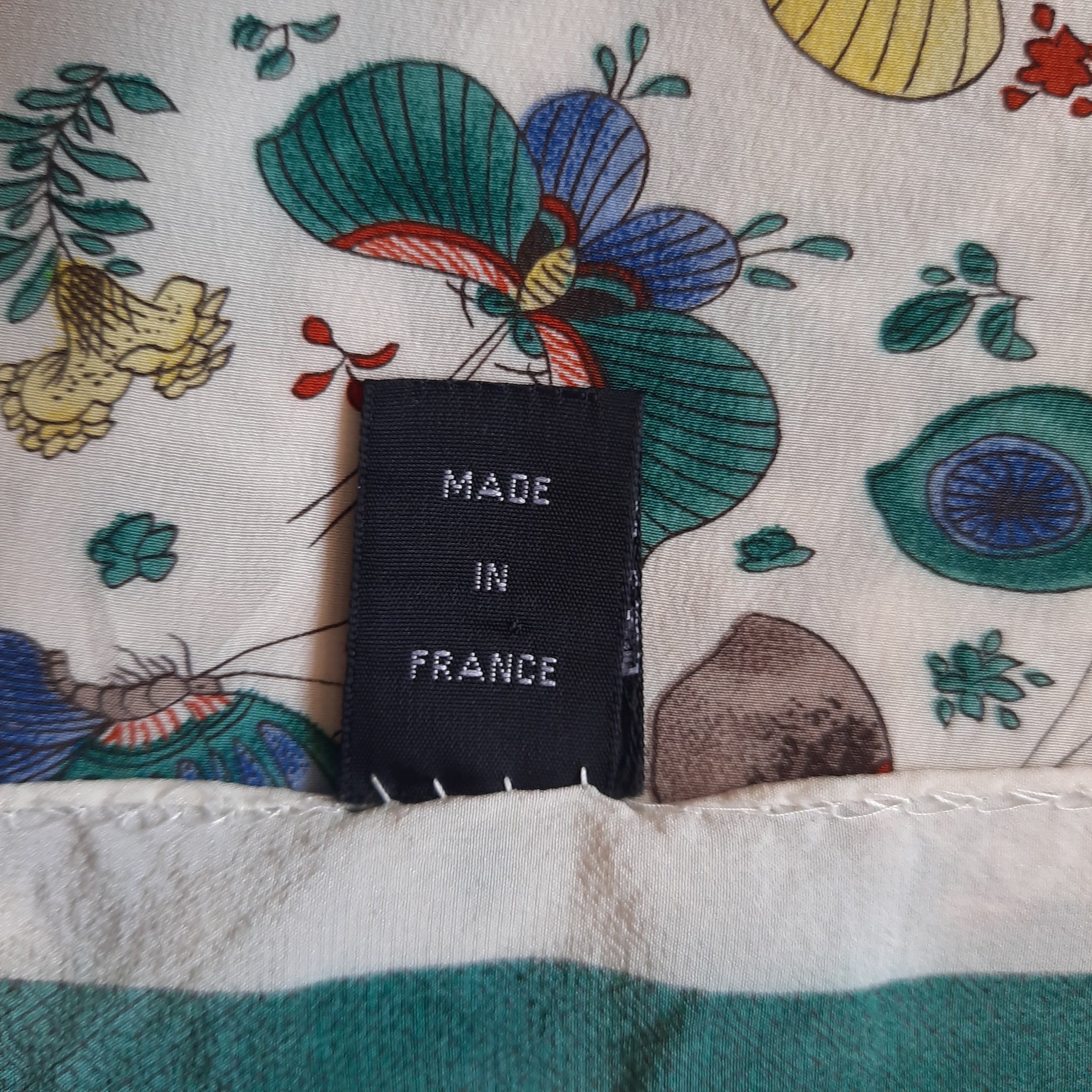 Foulard Vintage Soie Fleuri 84x86cm - Occasion, Multicouleur, Fabrication France