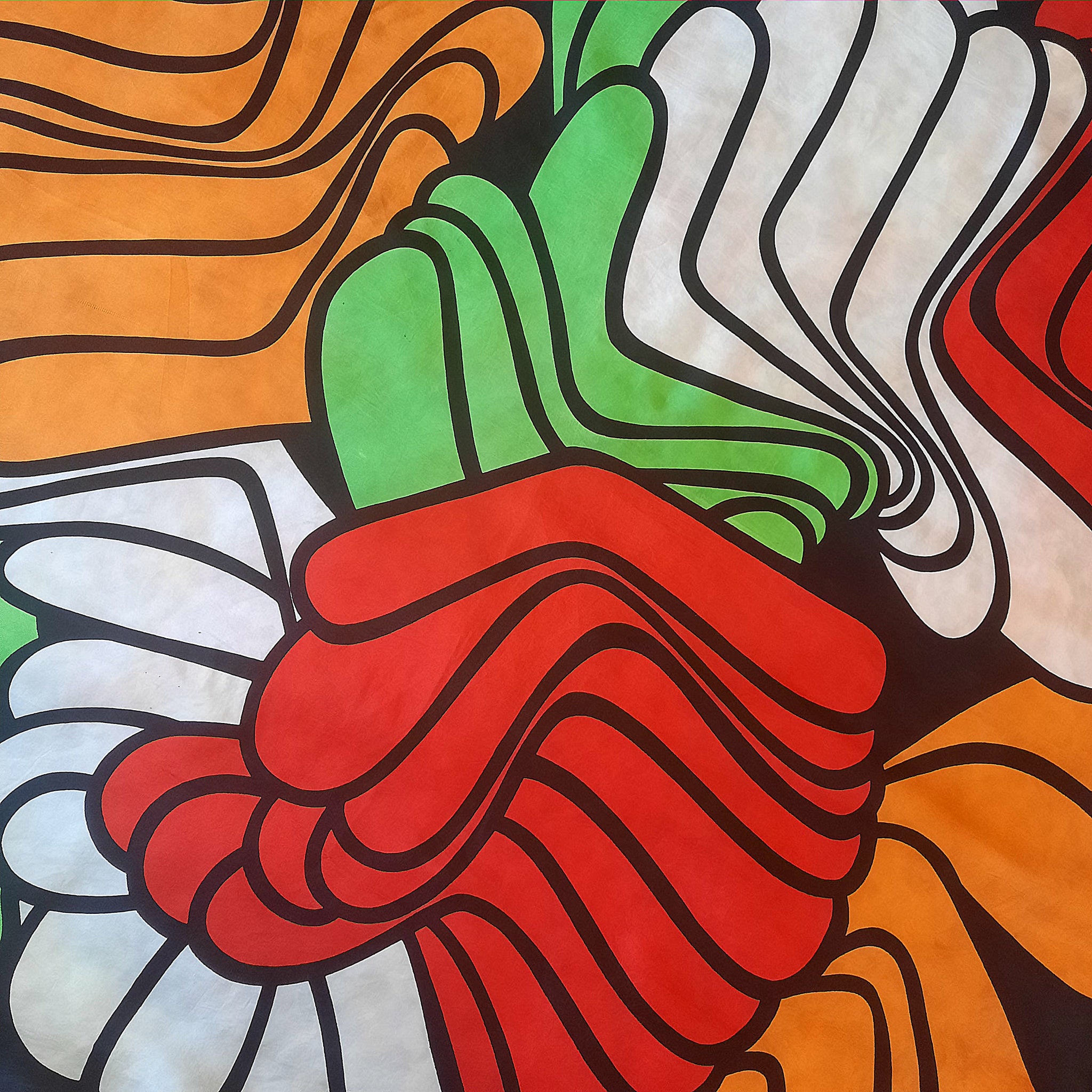 Foulard Vintage En Soie Moirée Rouge à Fleurs - Dimensions 83x87 Cm, Fabriqué En Italie