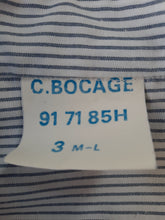 Charger l&#39;image dans la galerie, Chemise vintage Martin - Blanc à rayures bleues à logo. Taille L, 40, 42. La poste. C. Bocage.
