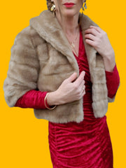 Boléro / Veste vintage Chloé- Fourrure synthétique marron. Taille S, 36, 38. Made in France.