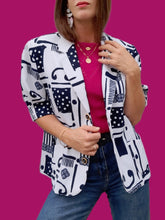 Charger l'image dans la galerie, Blazer vintage Eloïse - Bleu marine &amp; blanc. Taille L, 40, 42. Claude Bauer
