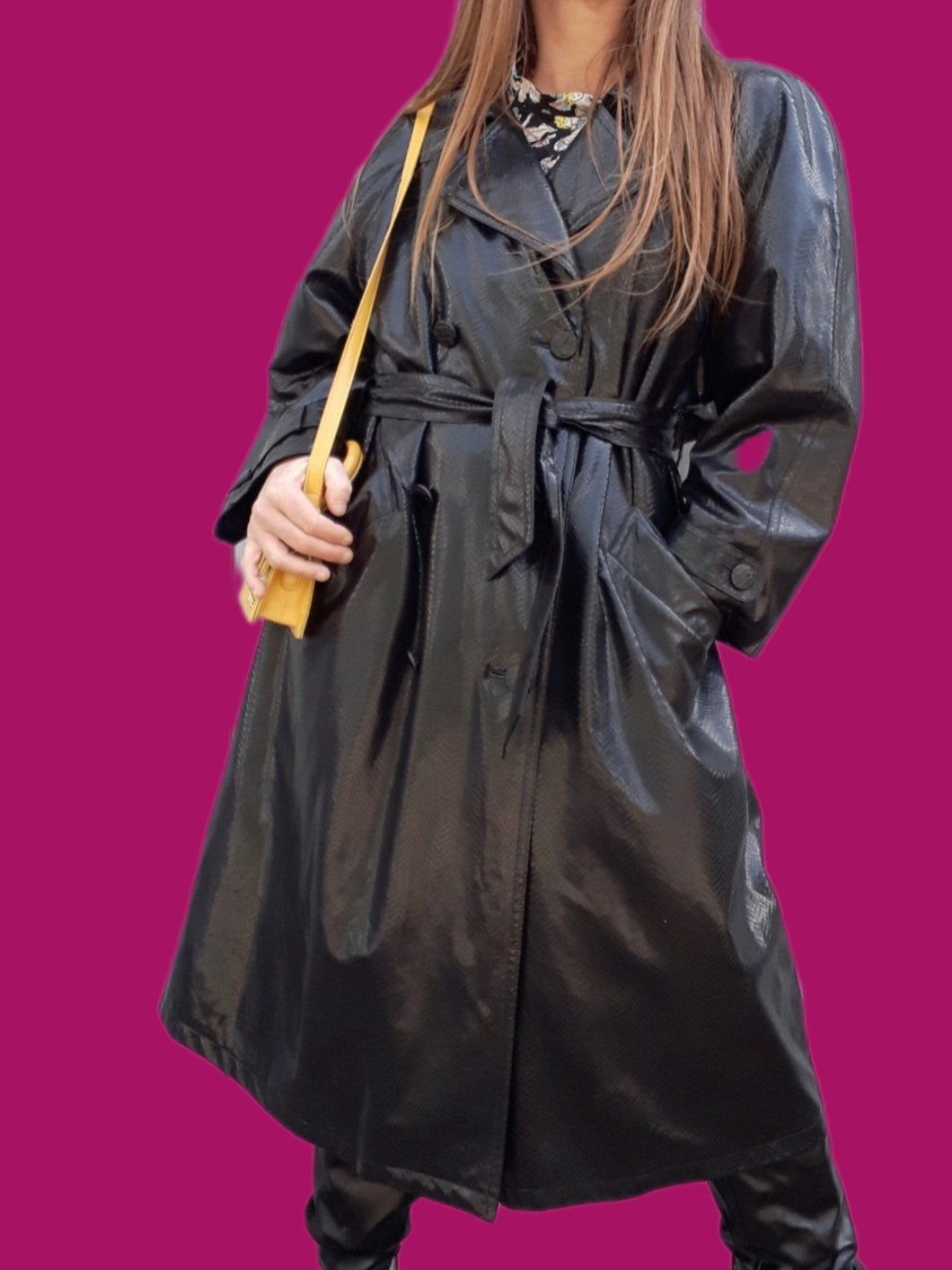 Trench imperméable vintage Anna - Vernis. Taille XXL, 44, 46. Fabriqué en France