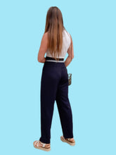 Charger l&#39;image dans la galerie, Pantalon vintage Thélma - Taille haute esprit Marin. Taille S, 36, 38
