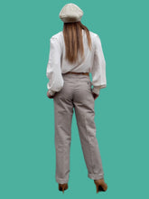 Charger l&#39;image dans la galerie, Pantalon vintage Elsa - Lin et coton Rayé. Taille M, 38, 40. Fabriqué en France
