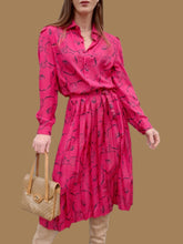 Charger l&#39;image dans la galerie, Robe plissée vintage Églantine - Imprimé floral irisé. Taille M, 38, 40. Devernois. Made in France.
