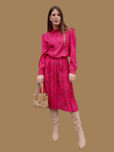 Charger l&#39;image dans la galerie, Robe plissée vintage Églantine - Imprimé floral irisé. Taille M, 38, 40. Devernois. Made in France.

