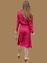 Charger l&#39;image dans la galerie, Robe plissée vintage Églantine - Imprimé floral irisé. Taille M, 38, 40. Devernois. Made in France.
