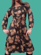 Charger l&#39;image dans la galerie, Robe vintage Naomie - Fleurie, coupe évasée. Taille S, 36, 38. Leomag Création.
