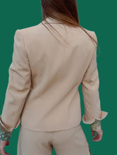 Charger l&#39;image dans la galerie, Ensemble vintage Maury - Blazer et pantalon fendu. Beige. Taille S, 36, 38. Made in France
