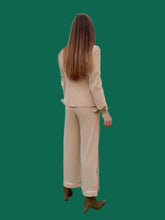 Charger l&#39;image dans la galerie, Ensemble vintage Maury - Blazer et pantalon fendu. Beige. Taille S, 36, 38. Made in France
