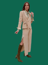 Charger l&#39;image dans la galerie, Ensemble vintage Maury - Blazer et pantalon fendu. Beige. Taille S, 36, 38. Made in France
