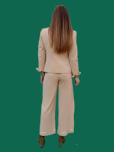 Charger l&#39;image dans la galerie, Ensemble vintage Maury - Blazer et pantalon fendu. Beige. Taille S, 36, 38. Made in France
