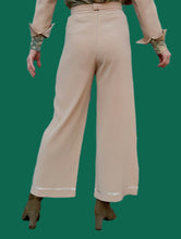 Charger l&#39;image dans la galerie, Ensemble vintage Maury - Blazer et pantalon fendu. Beige. Taille S, 36, 38. Made in France
