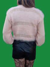 Charger l&#39;image dans la galerie, Pull vintage Charline - Laine et mohair rose. Taille M, 38, 40. Tricoté main.
