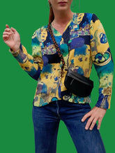 Charger l&#39;image dans la galerie, Chemisier vintage Jade - Imprimé bariolé. Taille S, 36, 38. Le Gaillard
