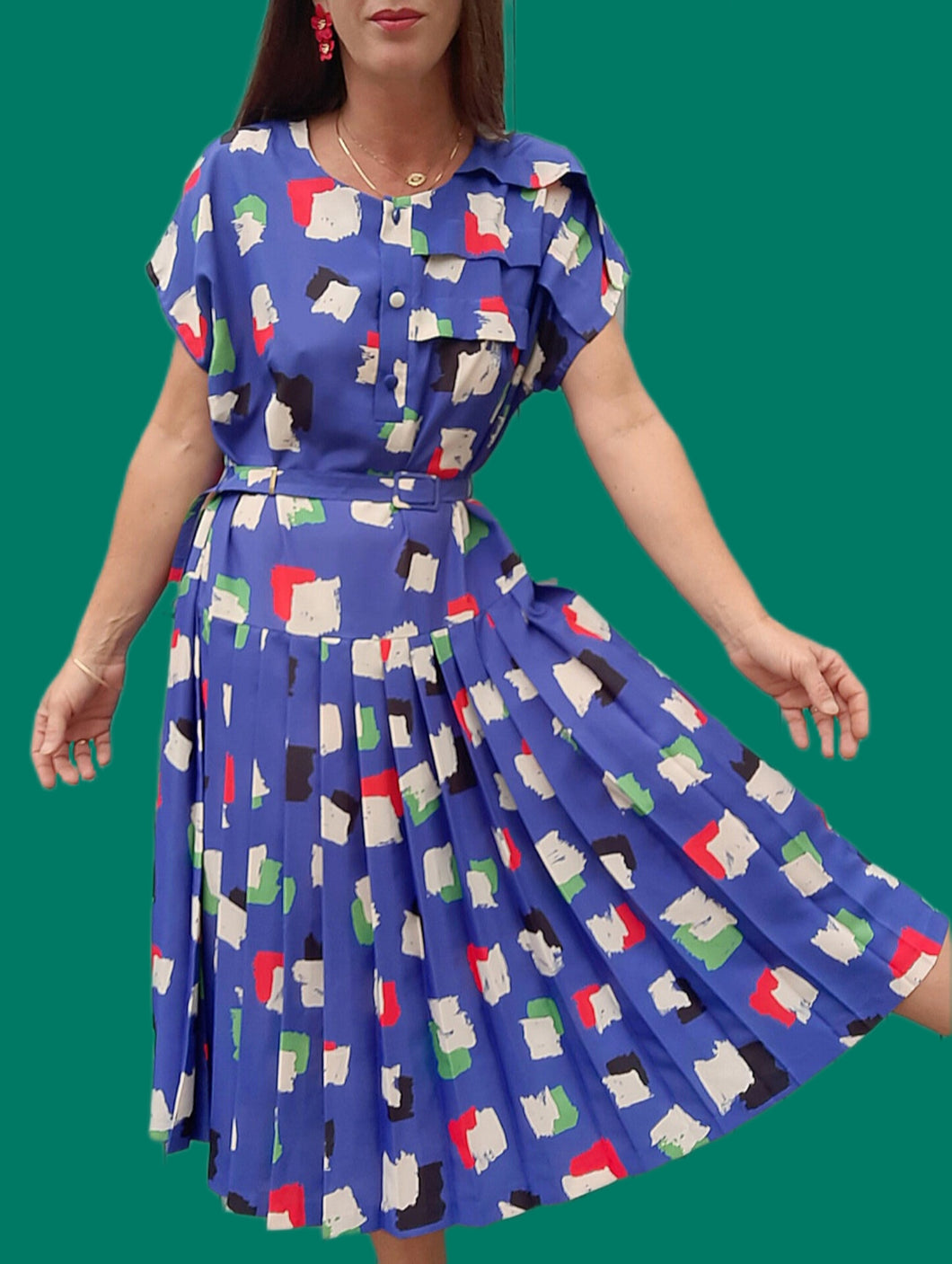 Robe élastiquée sans manches imprimé fleuri irisé - Marine Robe élastiquée sans manches imprimé fleuri irisé - Marine