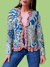 Charger l&#39;image dans la galerie, Gilet &quot;Seconde&quot; Marie - Pure laine fleuri et volants. Taille M, 38, 40. Missoni.
