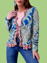 Charger l&#39;image dans la galerie, Gilet &quot;Seconde&quot; Marie - Pure laine fleuri et volants. Taille M, 38, 40. Missoni.
