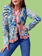 Charger l&#39;image dans la galerie, Gilet &quot;Seconde&quot; Marie - Pure laine fleuri et volants. Taille M, 38, 40. Missoni.
