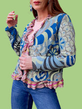 Charger l&#39;image dans la galerie, Gilet &quot;Seconde&quot; Marie - Pure laine fleuri et volants. Taille M, 38, 40. Missoni.
