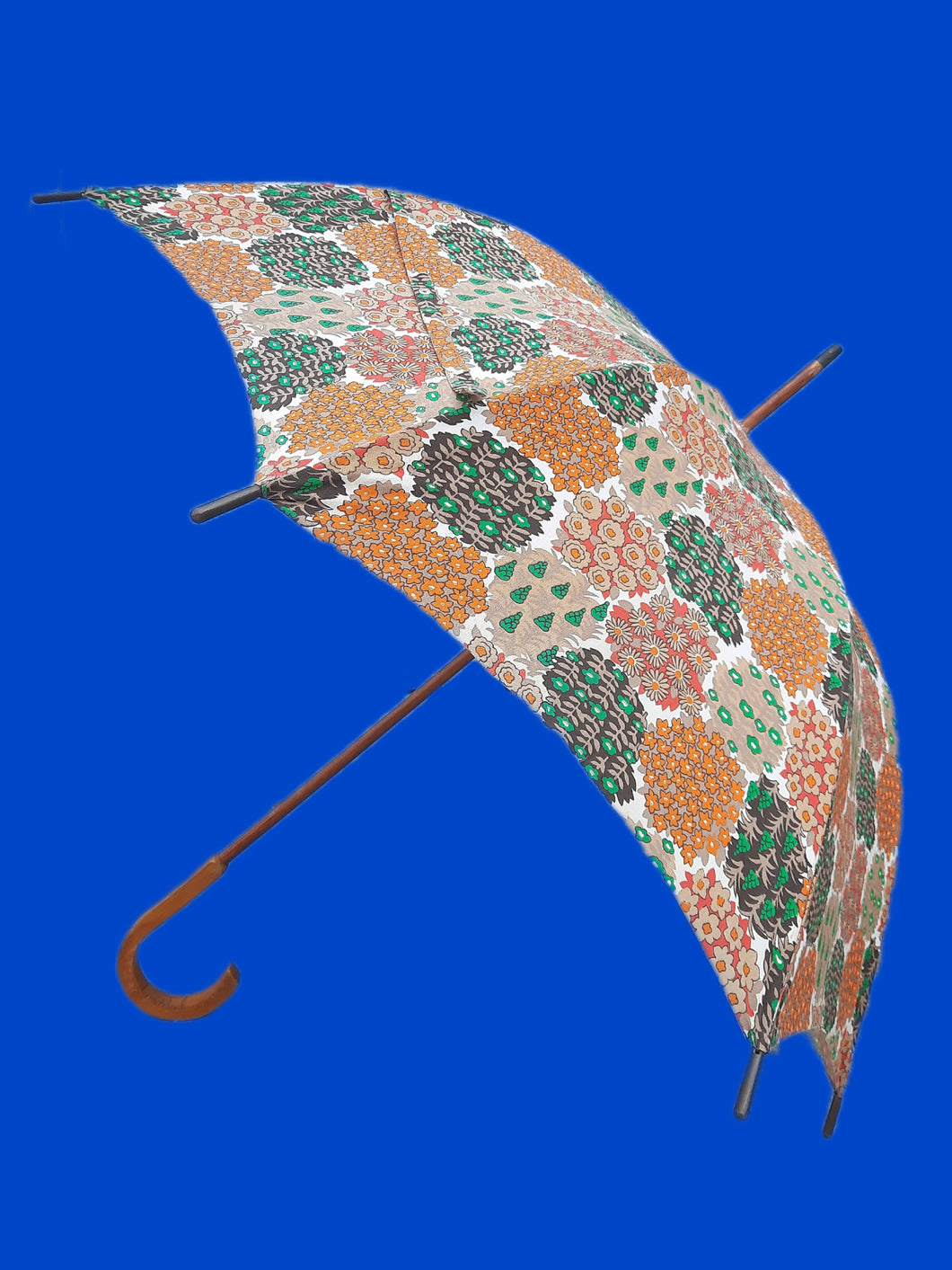 Parapluie canne vintage Manon - Imprimé floral. Véritable O.N.M Paris. Made in France.