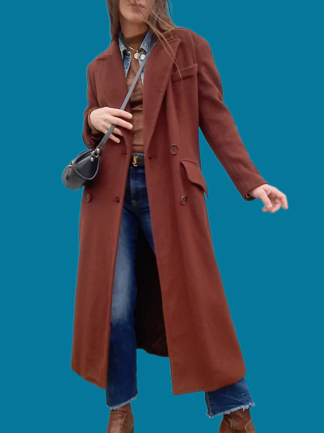 Manteau bleu cheap et marron